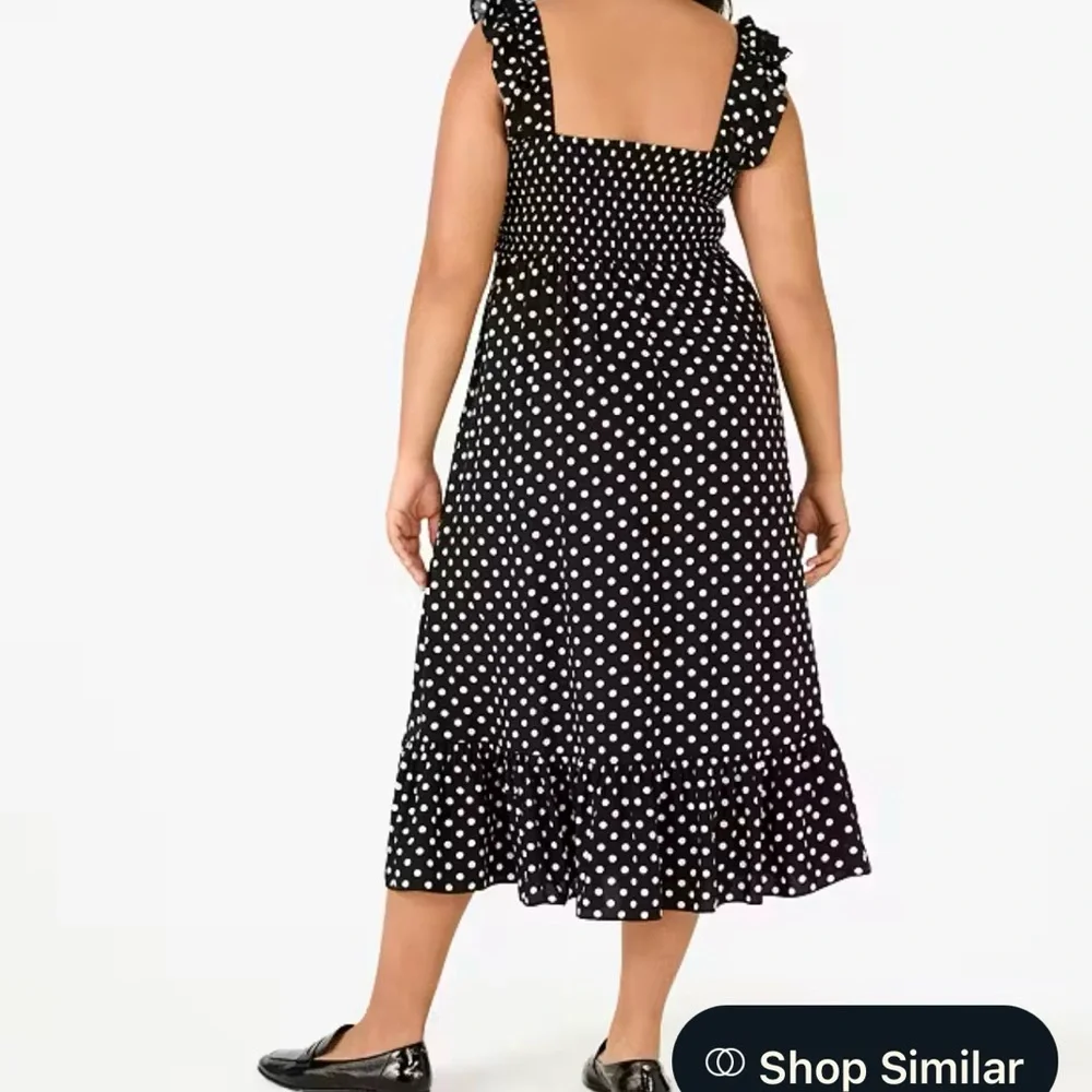 Kate Spade Dot Dot Dot Ruffle Midi Dress, Size Small, Black and White